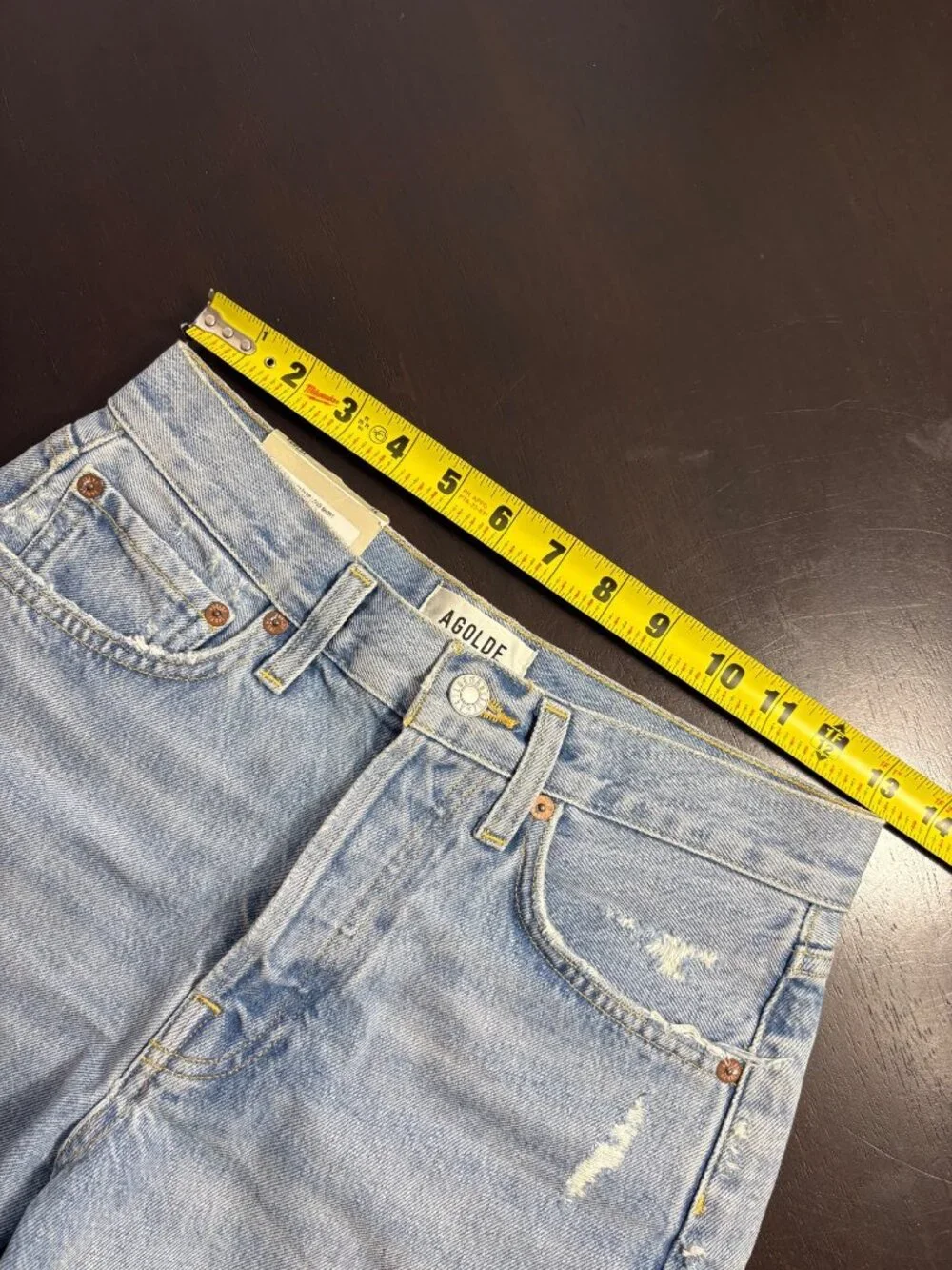 NEW Agolde Parker Long Shorts Cut-Off Distressed High-Rise Denim Button-Fly 24
